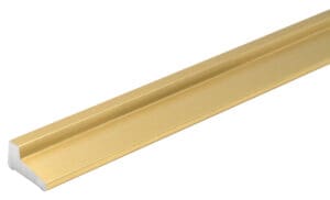 A gold-colored rectangular metal bar isolated on white.