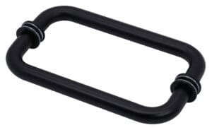 Black rectangular carabiner clip with a spring-loaded gate.