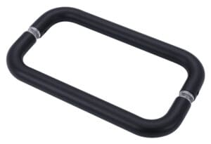 Black U-shaped lock, commonly used for bicycles.