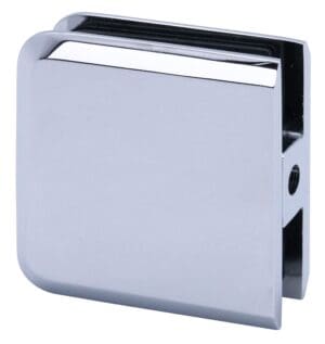Sleek silver metal clamp with a modern design.