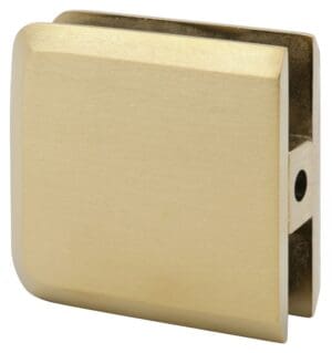 Gold-colored metal clamp with a rectangular shape.