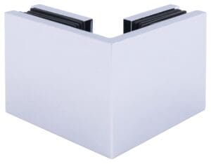 White corner wall panel with black trim on top.