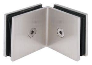 Two metal plates joined at a right angle with screws.