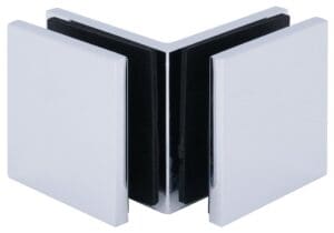 Close-up of a black and white corner joint connection.