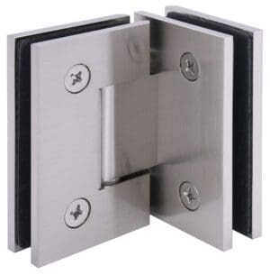 Metal glass clamp hinge for frameless glass doors.