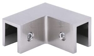 Metal corner bracket with two screws for support.