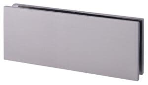 A sleek silver metal box with a black border on top.