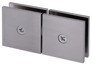Close-up of two metal panels joined by screws.