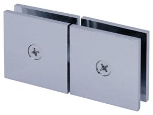 Close-up of two metal panels joined with screws.