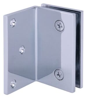 Close-up of a metal corner bracket with screws.
