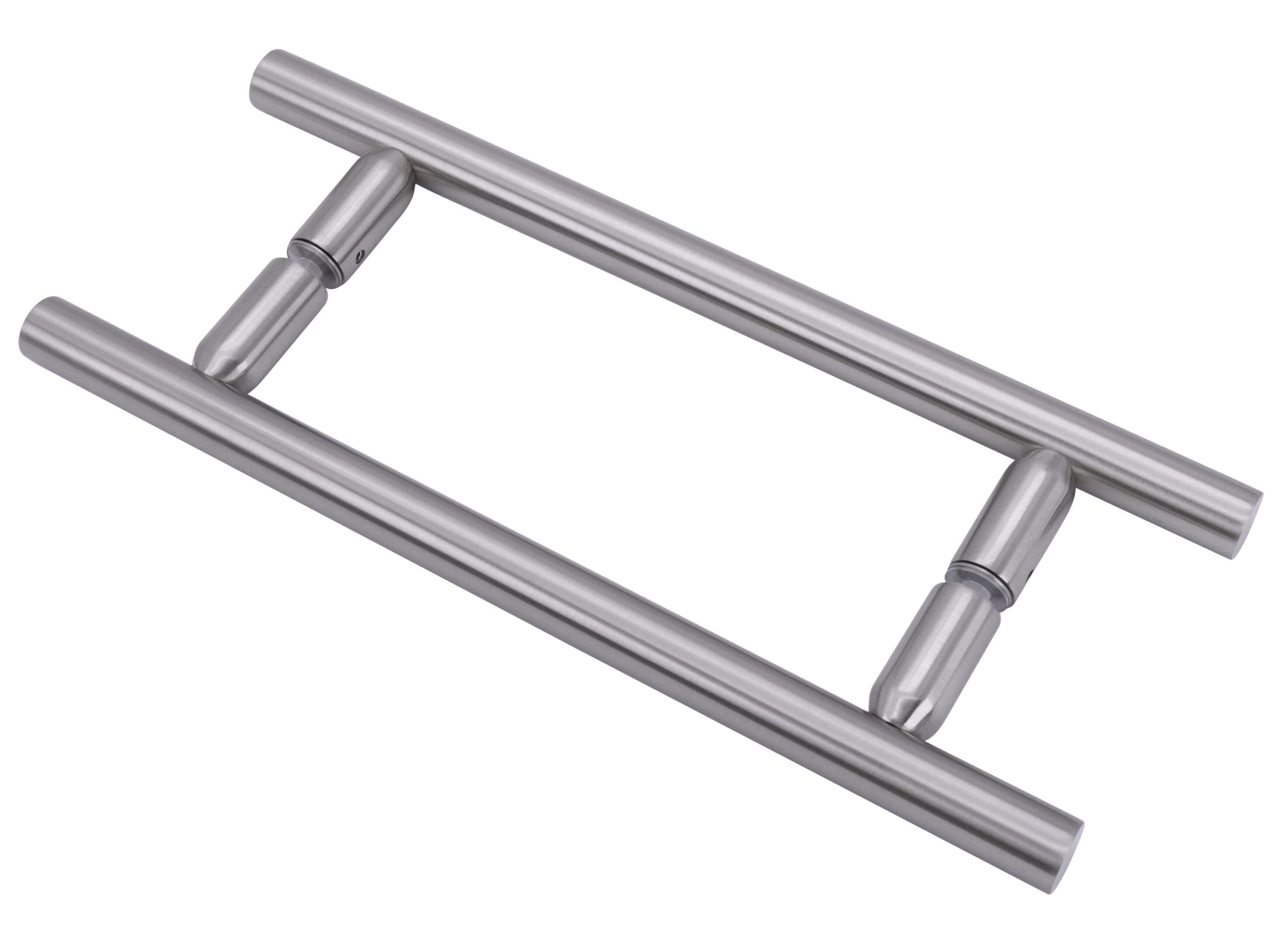 A sleek stainless steel T-bar cabinet handle.