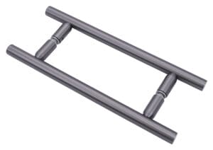 Metal drawer or cabinet handle with a sleek design.