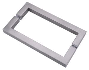 A rectangular metal frame with two hinge-like connectors.