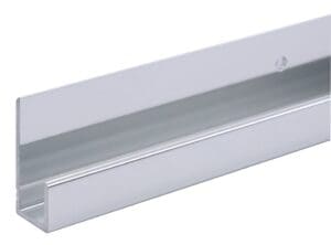 Sleek modern drawer handle in metallic finish.