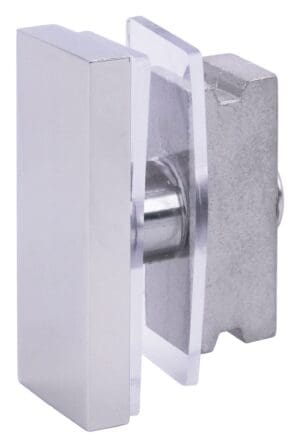 Close-up of a metal latch bolt on a door lock mechanism.