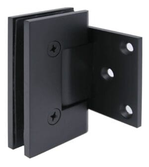 Black metal corner bracket with screws for mounting.