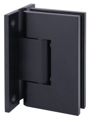 Black metal hinge for doors or gates.