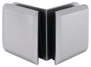 Metal corner bracket for glass panels.