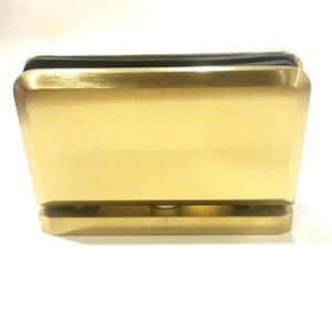 Golden glass clamp with sleek design.