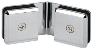 Polished chrome glass door hinge clamp