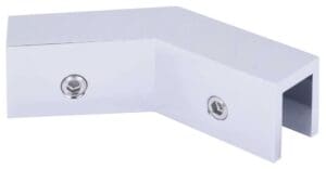 white L-shaped metal corner bracket with screws